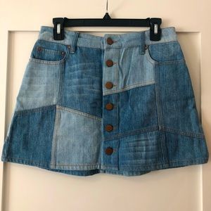 Alice + Olivia Denim Patchwork Skirt